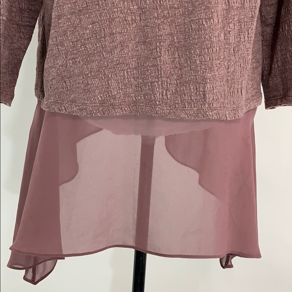 LOGO textured knit cardigan w/ Chiffon hem - Picture 4 of 8